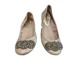 Antonio Melani Petah jeweled ballet flat metallic silver/gold leather finish